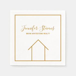 Real Estate Open House Custom Chic Gold White Napkin