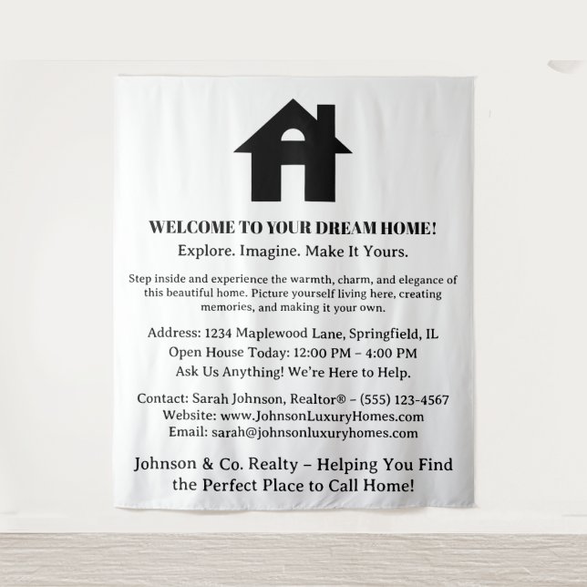 Real Estate Open House Event Welcome Tapestry (Front)