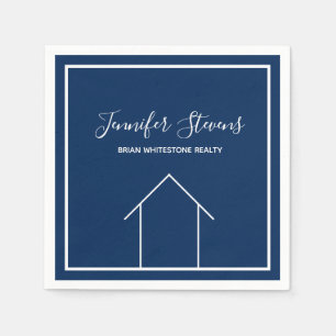 Real Estate Open House Navy Blue Company Marketing Napkin