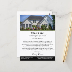 Real Estate Open House Thank You Postcard