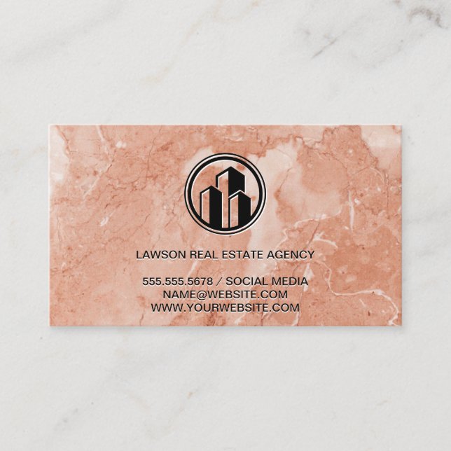 Real Estate | Orange Marble | Classic Slate Appointment Card (Front)