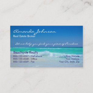 Real Estate Piece of Paradise Beach Waves Business Card