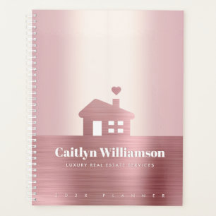 Real Estate Pink Rose Gold Foil Broker Agent House Planner