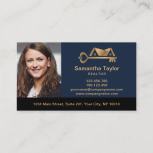 Real Estate Professional Add Photo logo Realtor B Business Card