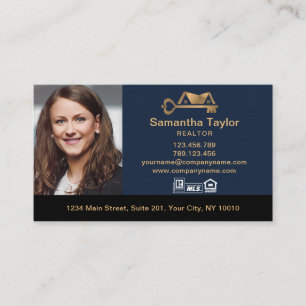 Real Estate Professional Add Photo logo Realtor B Business Card