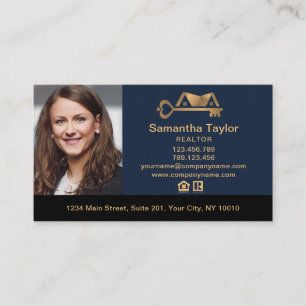 Real Estate Professional Add Photo logo Realtor B Business Card