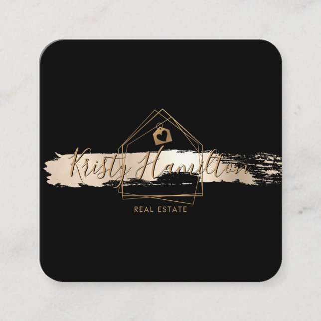 real estate professional house realtor add photo b square business card (Front)