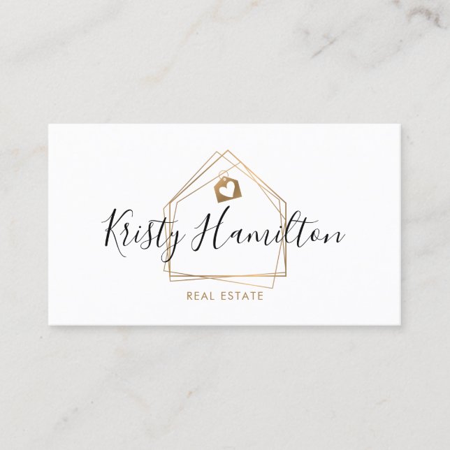 real estate professional house realtor gold business card (Front)