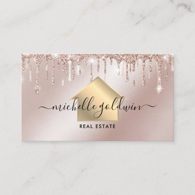 Real Estate Professional Modern Script House Busin Business Card (Front)