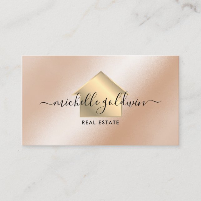Real Estate Professional Modern Script House Busin Business Card (Front)