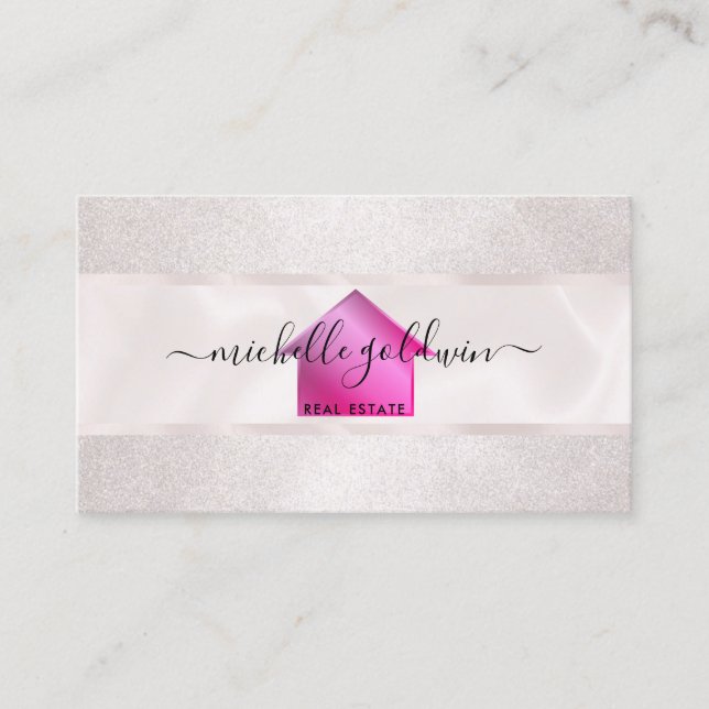 Real Estate Professional Modern Script House Busin Business Card (Front)
