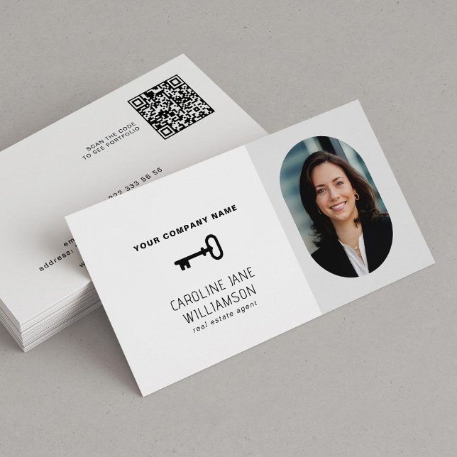 Real estate professional photo QR code key logo Business Card (Creator Uploaded)