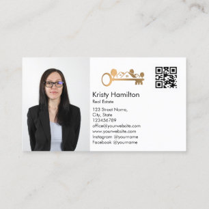 real estate professional realtor add photo QR code Business Card