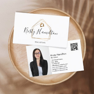 real estate professional realtor add photo QR code Business Card