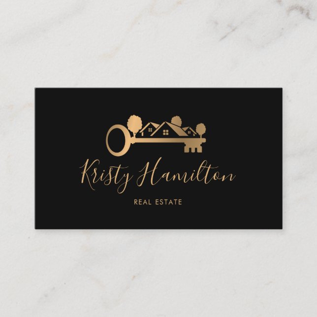 real estate professional realtor key add photo  bu business card (Front)