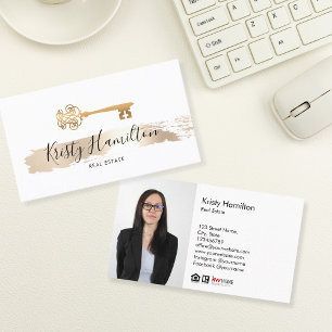 real estate professional realtor key add photo  bu business card