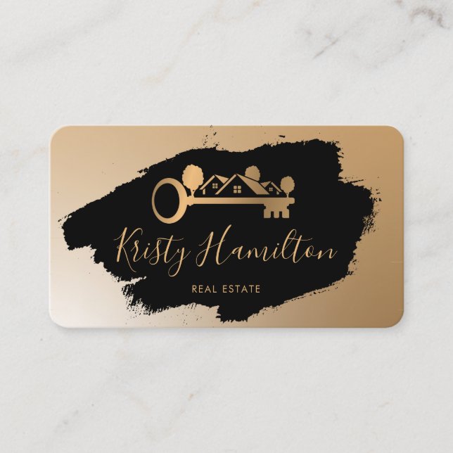 real estate professional realtor key add photo bus business card (Front)