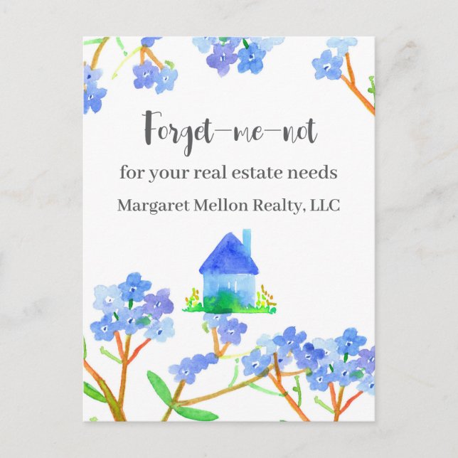 Real Estate Promotional Forget Me Not House Custom Postcard (Front)