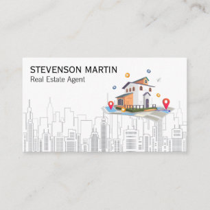 Real Estate Properties City Map Location Business Card