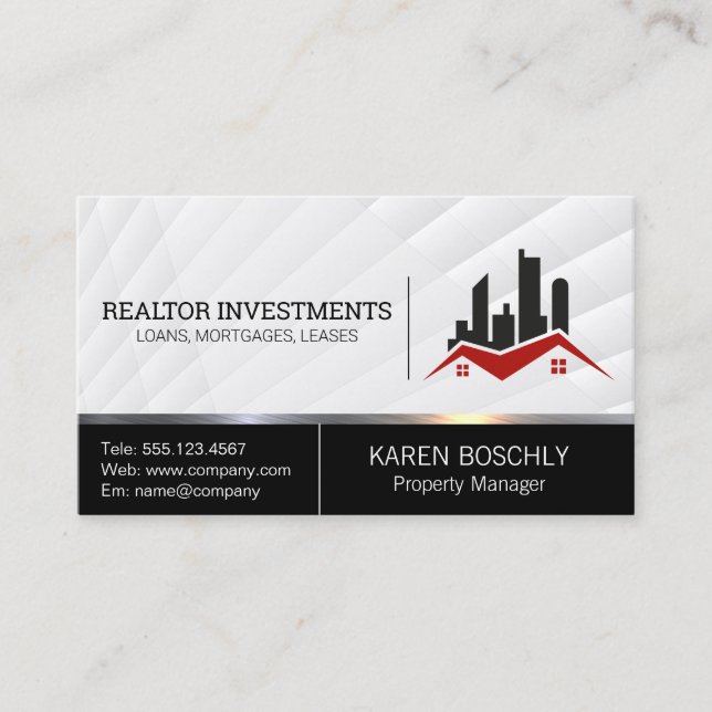 Real Estate Properties Icon Business Card (Front)
