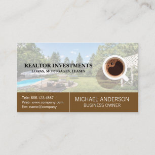 Real Estate Property   Coffee Logo Business Card