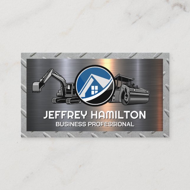 Real Estate Property | Construction Vehicles Business Card (Front)
