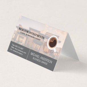 Real Estate Property   Cup of Coffee Business Card