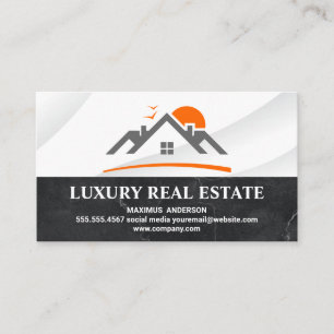 Real Estate Property Logo   Black Marble  Business Card