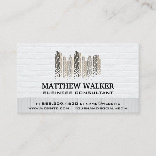 Real Estate Property Logo | Brick Wall Business Card (Front)