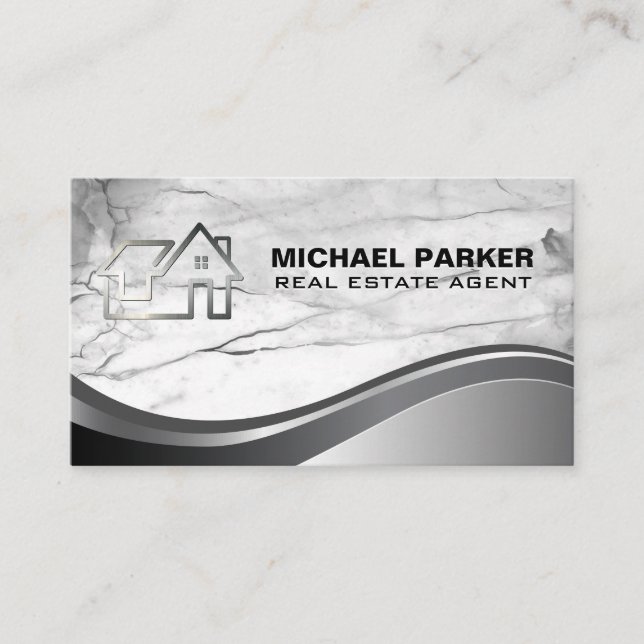 Real Estate Property Logo | Minimalist Metal Business Card (Front)