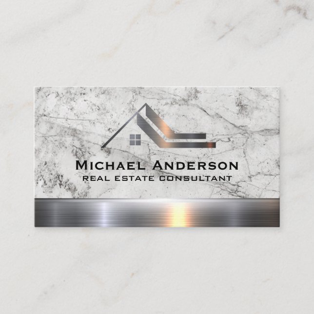 Real Estate Property Marble Trim Business Card (Front)