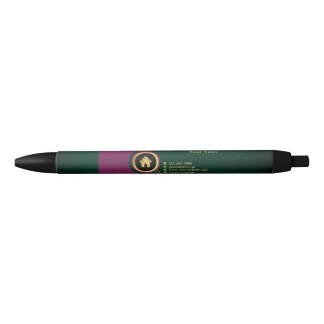 Real Estate Purple Black Gold with House Black Ink Pen (Front)