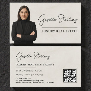 Real Estate QR Code Photo Marble Stone  Business Card