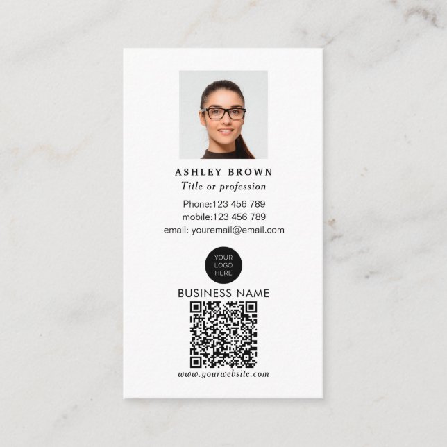 Real estate QR code professional simple photo Business Card (Front)