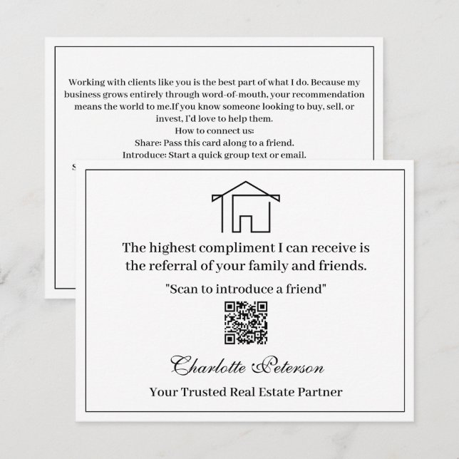 Real Estate QR Code Referral Request Insert Card (Front/Back)