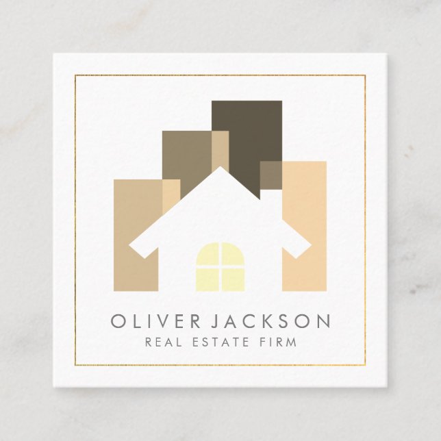 Real Estate | Realtor House Logo Square Business Card (Front)