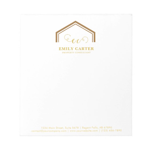 Real Estate Realtor Logo Branding Notepad (Front)