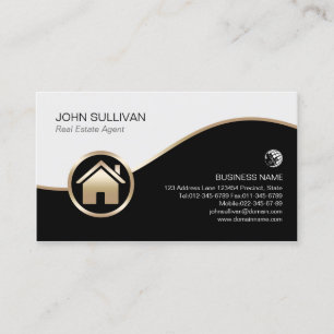 Real Estate Realty Property Faux Gold House Icon Business Card