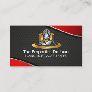 Real Estate Red Metallic Properties Business Card