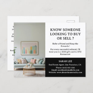 Real Estate Referral Reward  Postcard