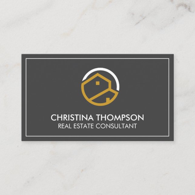 Real Estate Residential Logo | Grey Background Business Card (Front)