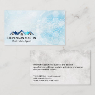 Real Estate Roof Logo   Tech Background Business Card