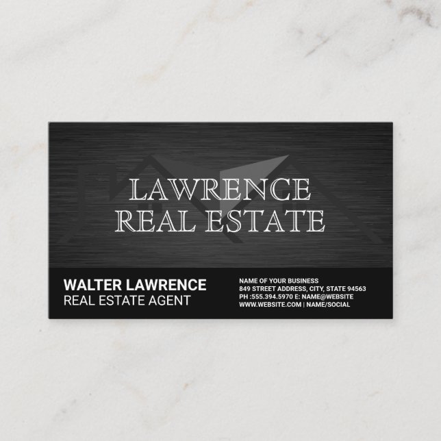 Real Estate Roof Top Logo | Sleek Texture Business Card (Front)