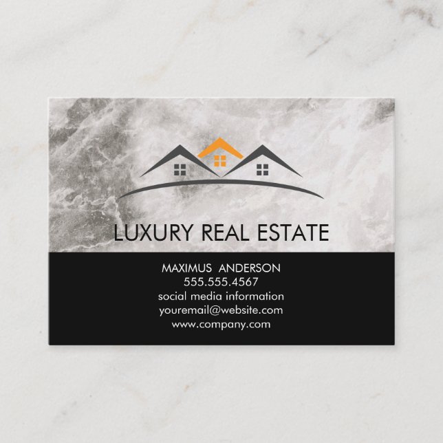 Real Estate Roof Top | Marble Trim | Lux Business Card (Front)