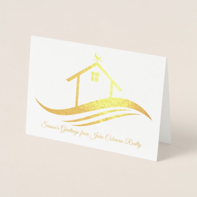 Real Estate Season's Greetings Elegant Custom Gold Foil Card (Front)