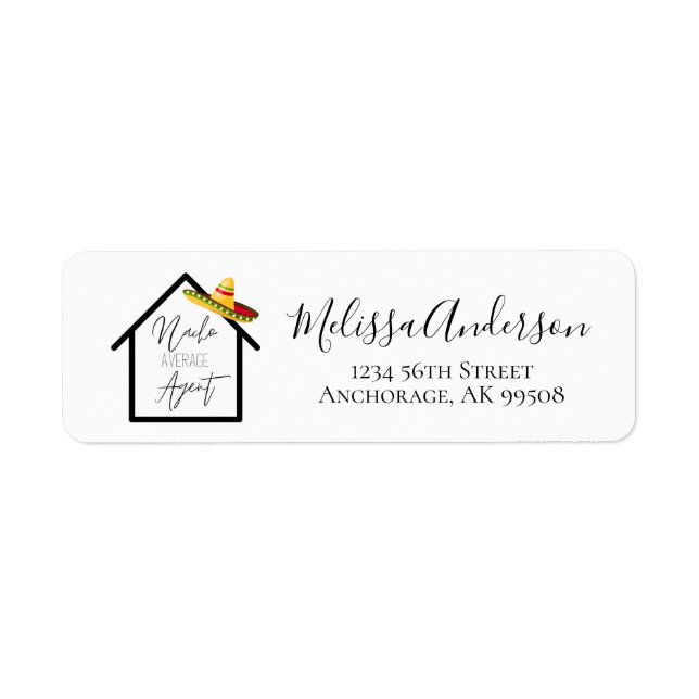 Real Estate Sombrero Nacho Average Agent Return Address Label (Front)