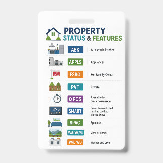 Real Estate Student Reference, MLS Property Terms ID Badge