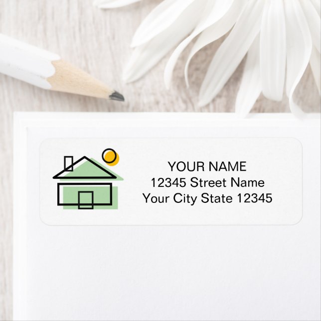 Real estate sunny house logo custom return address label (Insitu)