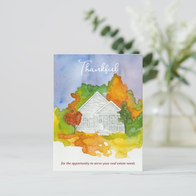 Real Estate Thank You Business Referral Autumn Postcard (Standing Front)