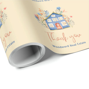 Real Estate Thank You Promotional Marketing Trendy Wrapping Paper